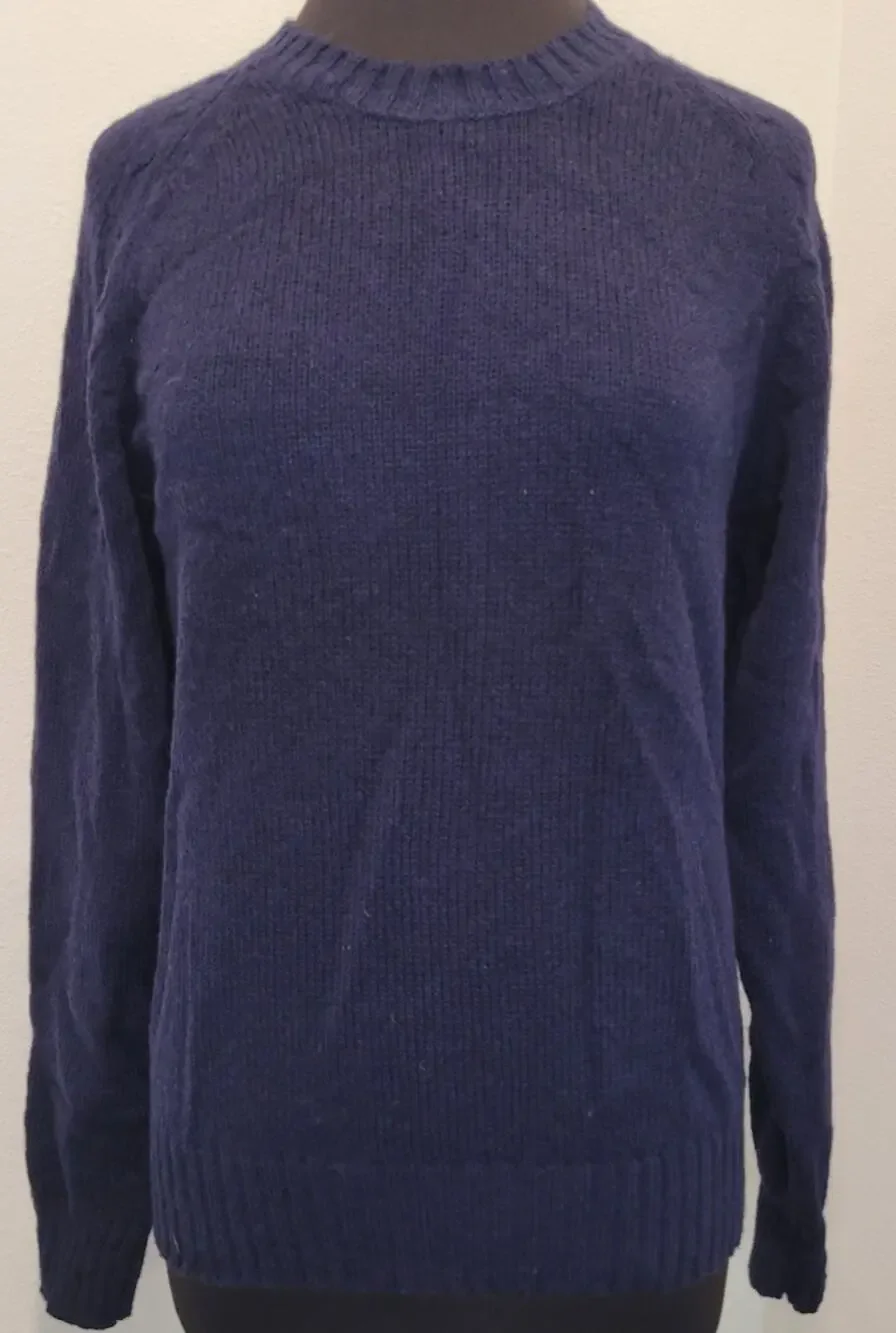 VTG Fox Collection Navy Wool Blend Sweater M Heritage Knit